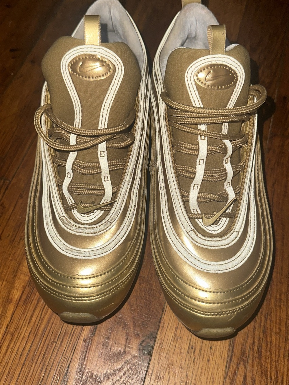 Nike  Air max 97 Gold Metallic Lace-Up Sneakers